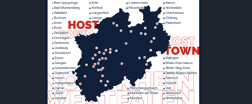 Übersicht der Städte und Kreise in NRW, die beim Host Town Program mitmachen