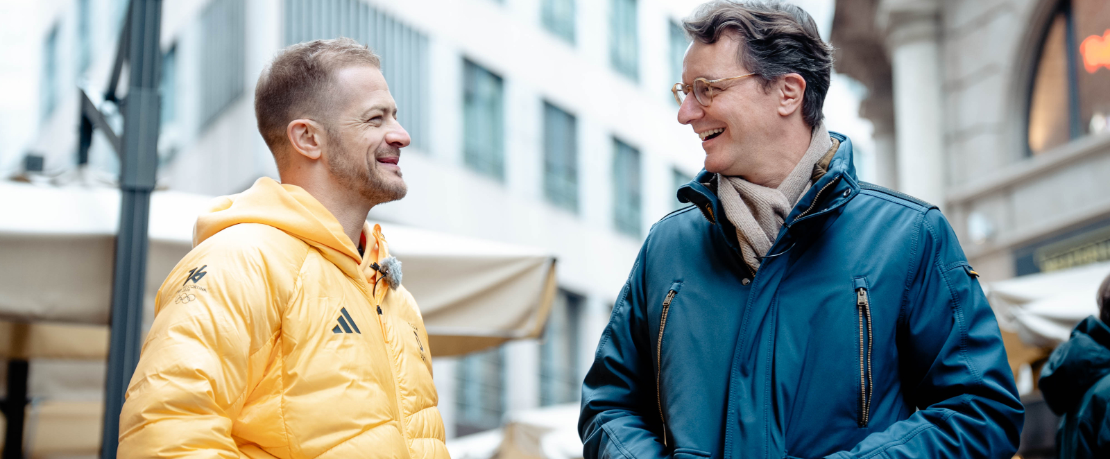 Ministerpräsident Wüst gemeinsam mit Moritz Müller in der Mailänder Innenstadt