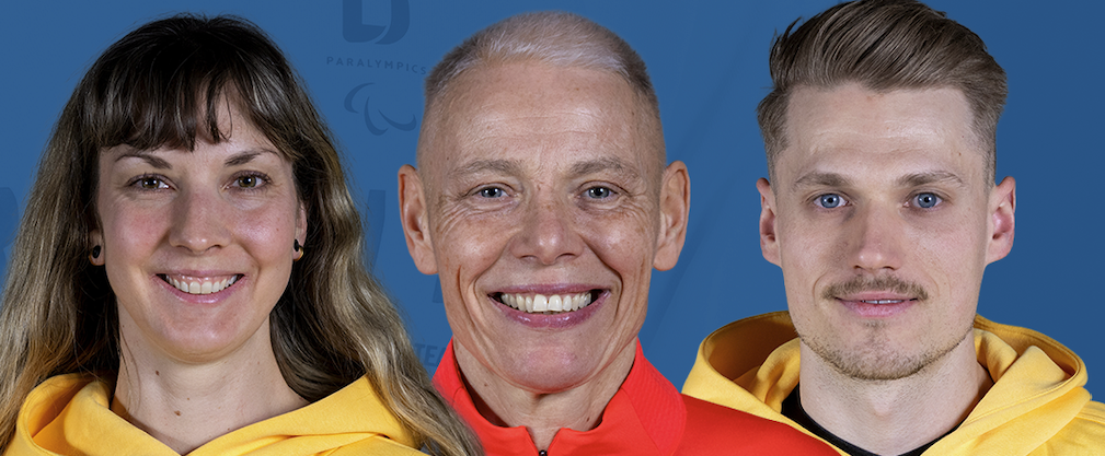 Drei Para Athleten vor dumklem Hintergrund