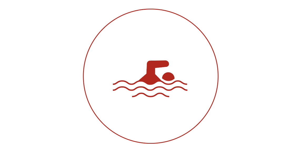 DBS-Piktogramm Para Schwimmen rot auf weißem Hintergrund