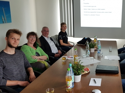 Staatssekretärin Andrea Milz mit Mitgliedern des Kreissportbundes Coesfeld an einem langen Tisch sitzend.
