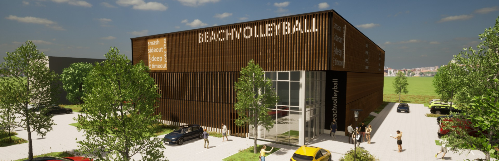Grafik zum Neubau der neuen Beachvolleyball-Halle in Münster