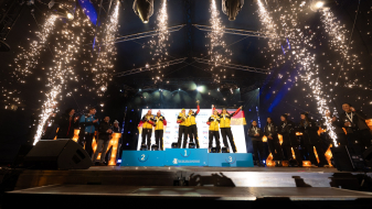 Siegerehrung bei der Bob-WM in Winterberg 2024